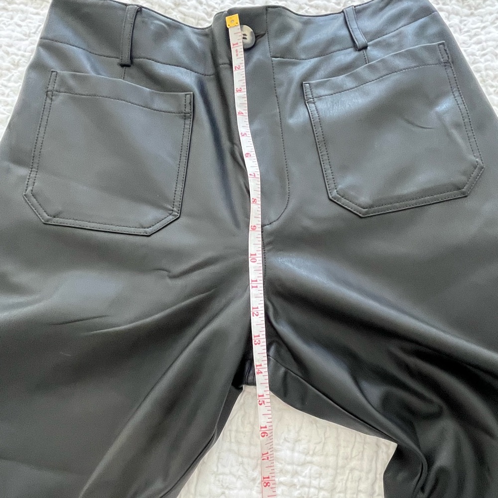 Maeve Anthropologie Colette Black Cropped Faux Leather Wide Leg Pants Sz 32 - Picture 10 of 11
